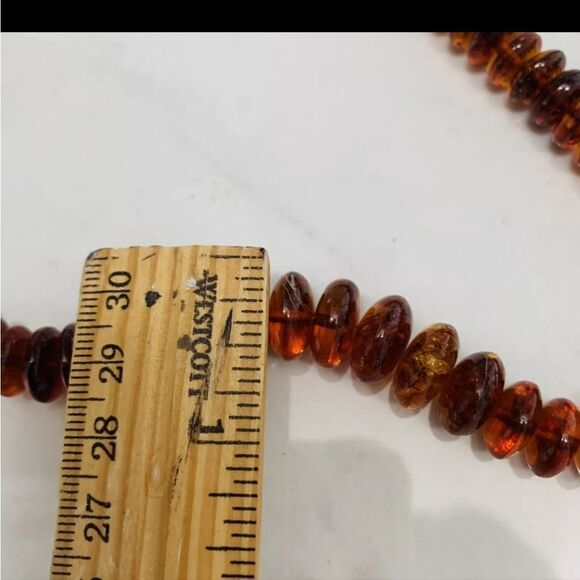 Vtg Carved Natural Baltic  Amber Graduated Disc Bead 38g 24” Necklace Rondelles - Picture 11 of 16
